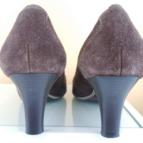 Cole Haan Brown Suede Leather Slip On Heels 5.5C - Picture 5 of 8